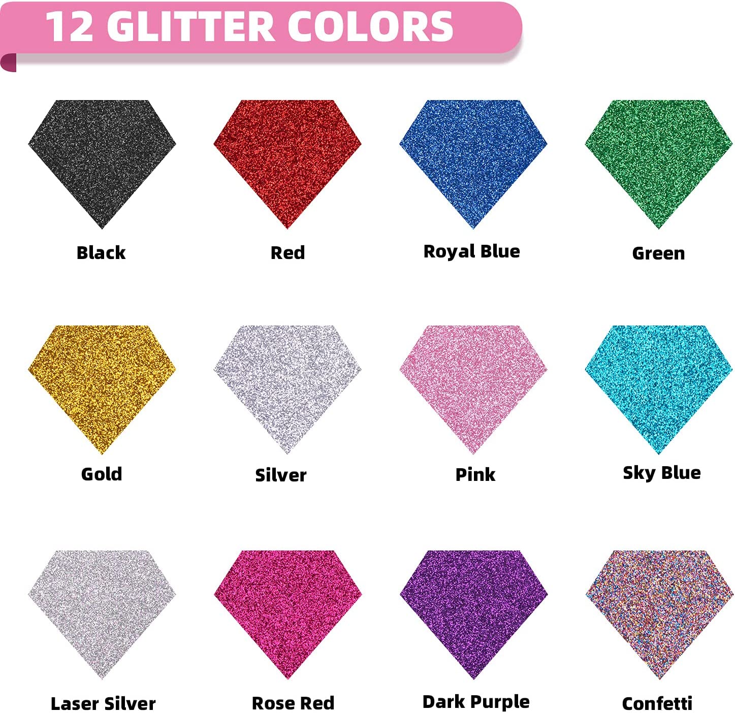 HTVRONT 12パック グリッターHTV 熱転写ビニール - Glitter Vinyl Roll のレビューと価格