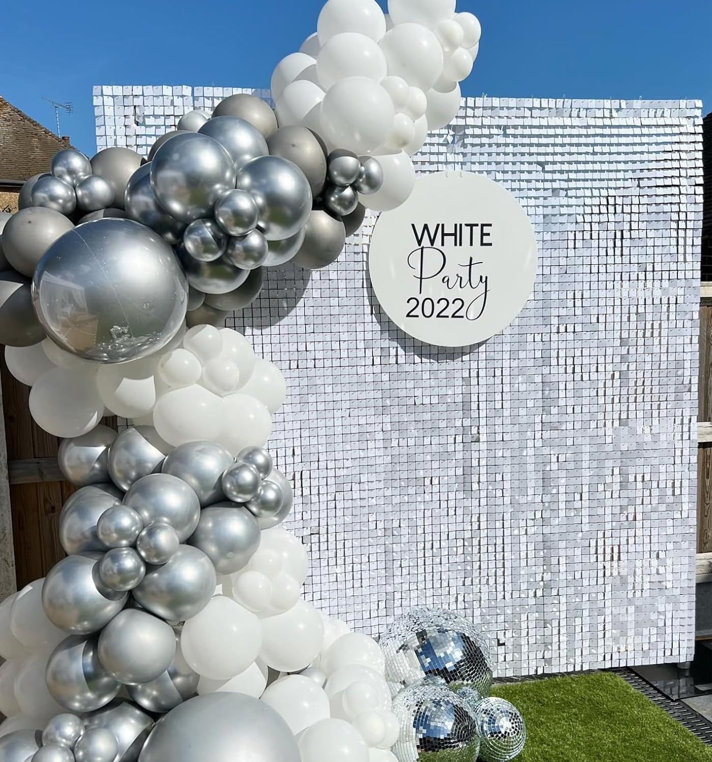 ホワイトスパンコール壁パネル,シャワー,独身パーティー用品, - Sequin Fabric Panel のレビューと価格