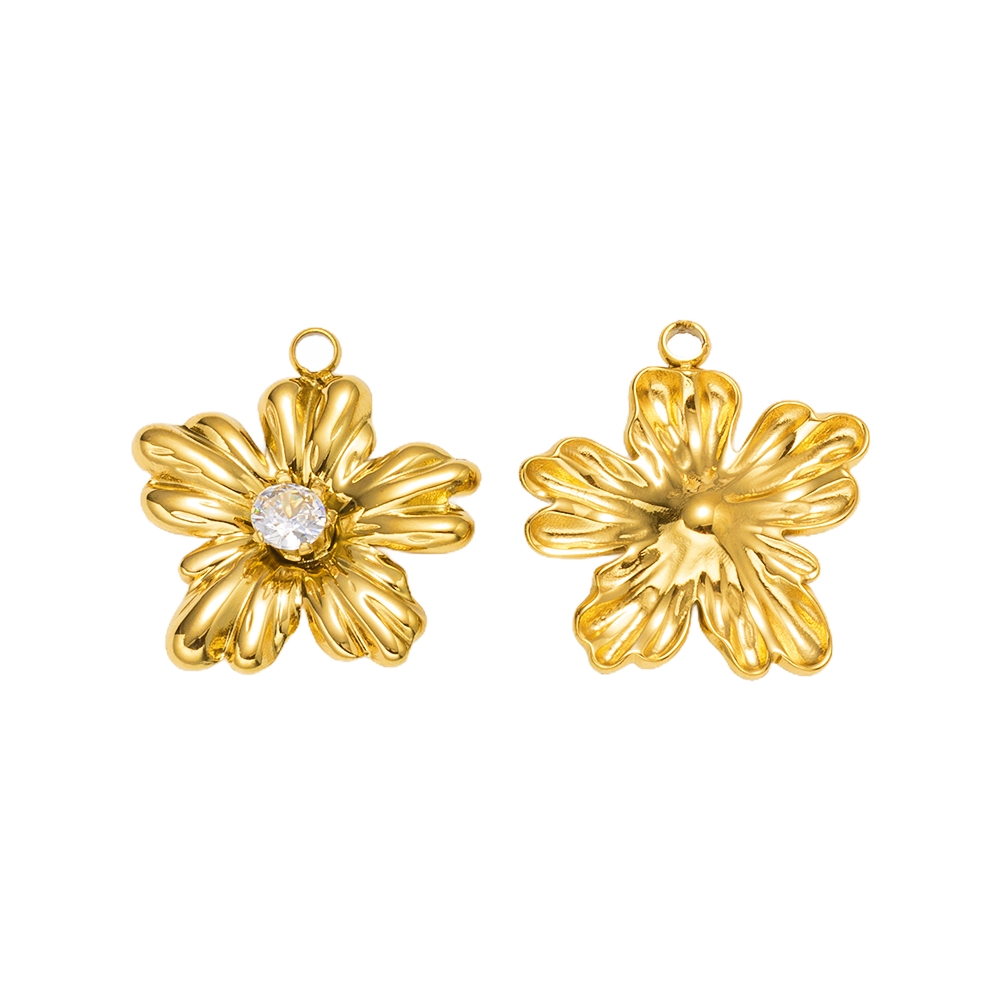 5 個ゴールドステンレス鋼フラワーチャームメタルパールペンダ - Embellishment Crafts のレビューと価格
