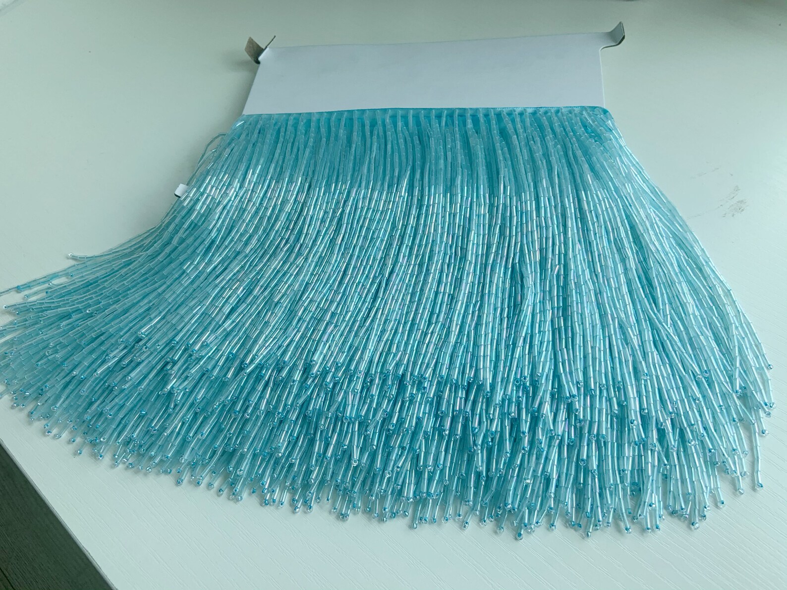 ドレスのアクセサリー,結婚式や夜のための1メートルの明るい青 - Beaded Trim Fringe のレビューと価格