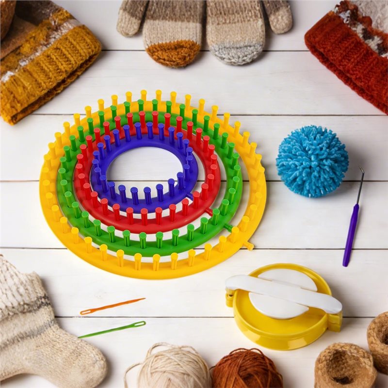 【付属品】帽子、スカーフ、ポンポンメーカー付き編み機キット、 - Pom Pom Maker Tool のレビューと価格
