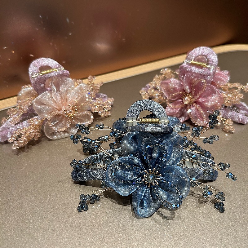 エレガントな韓国ヘアアクセサリー、ファブリックメッシュフラワ - Crystal Mesh Fabric のレビューと価格