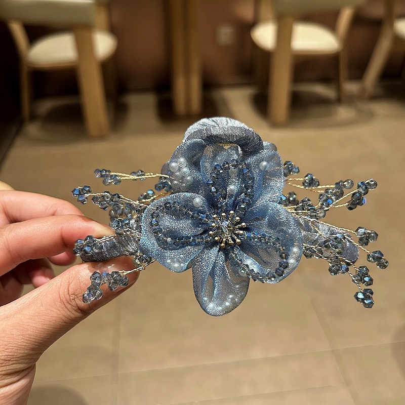 エレガントな韓国ヘアアクセサリー、ファブリックメッシュフラワ - Crystal Mesh Fabric のレビューと価格