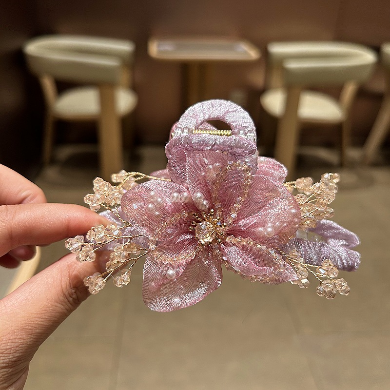エレガントな韓国ヘアアクセサリー、ファブリックメッシュフラワ - Crystal Mesh Fabric のレビューと価格