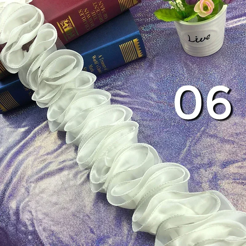 光沢のあるサテンのプリーツトリム,3Dレース生地,フリンジ, - Fringe Ribbon Sewing のレビューと価格